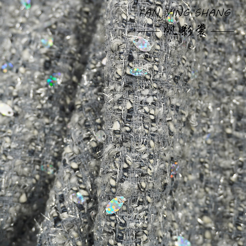 2025 Moda Grigio Paillettes Te - Sewing Tweed Fabric recensione e prezzo
