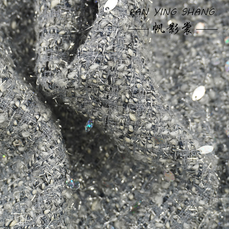 2025 Moda Grigio Paillettes Te - Sewing Tweed Fabric recensione e prezzo