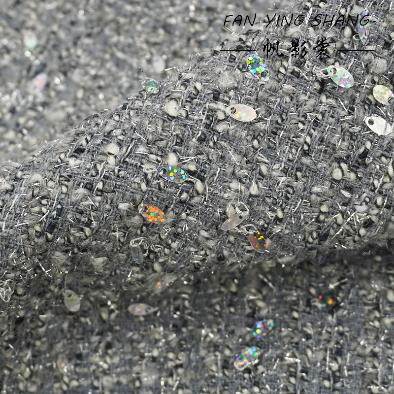 2025 Moda Grigio Paillettes Te - Sewing Tweed Fabric recensione e prezzo